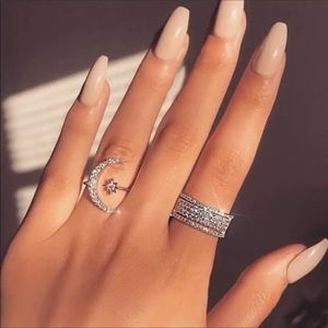 “Nova” Moon Star Diamond Boho Adjustable Cute Ring